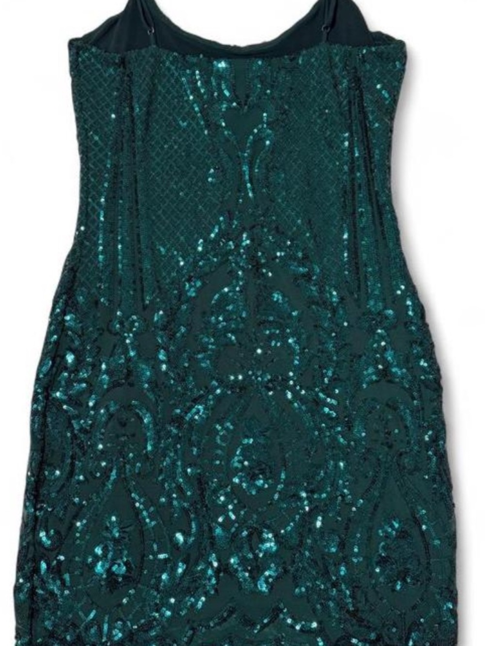Lucy in the Sky Teal Sequin Slip Dress with Spaghetti Straps - Picture 4 of 7
